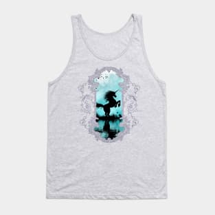 Wonderful unicorn silhouette in the night Tank Top